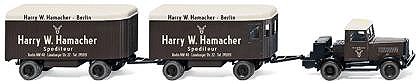 Hanomag ST 100 Tractor w/2 Furniture Box Trailers - Assembled -- Harry W. Hammacher (brown, white, German Lettering)-1