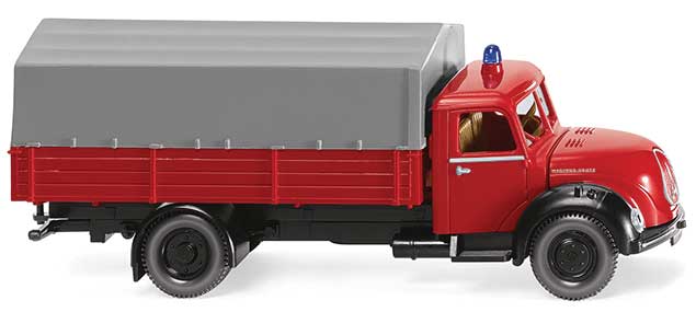 1956 Magirus Sirius Low-Side Truck - Assembled -- Fire Department (red, black, German Lettering)