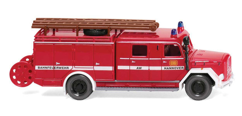 1963-1968 Magirus Ekhauber TLF 16 Fire Truck - Assembled -- Hanover Railway Fire Brigade (red, white, German Lettering)