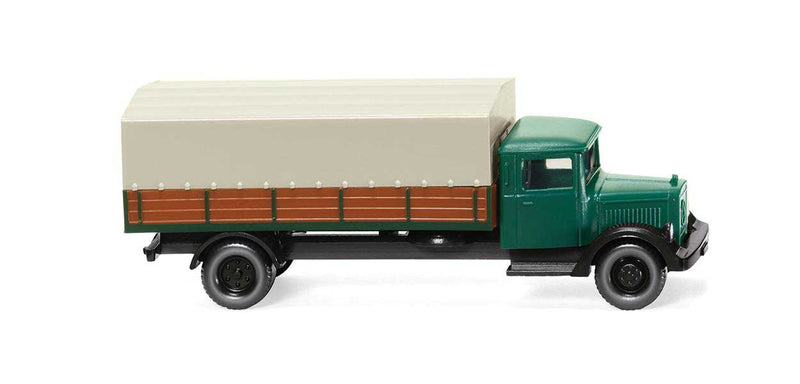1935-1938 Mercedes-Benz L 2500 Low-Side truck with Tarp - Assembled -- Green, Black, Brown