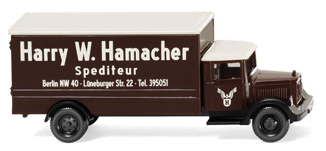 Mercedes-Benz L 2500 Box-Body Delivery Truck - Assembled -- Spedition Hamacher (brown, white, German Lettering)