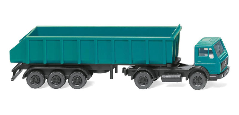 1973-1980 Mercedes-Benz Cab-Over Tractor with Dump Trailer - Assembled -- Blue, Black