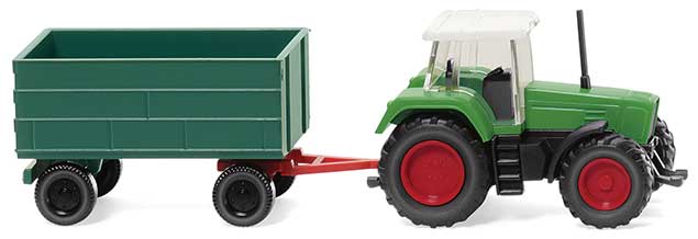 Fendt Farm Tractor with Trailer -- Green, Red