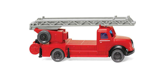 Magirus Fire Aerial Ladder Truck - Assembled -- Ulm, Germany, Fire Department (red, black, German Lettering)