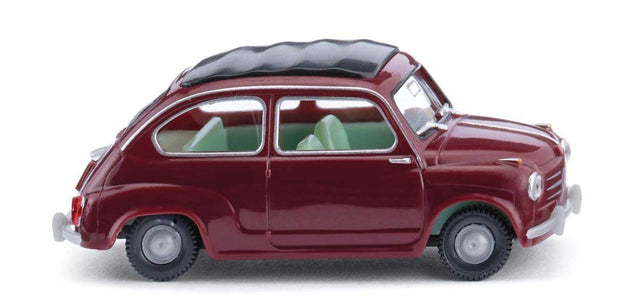 1955-1964 Fiat 600 w/Cloth Roof - Assembled -- Wine Red