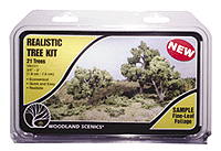 Realistic Trees Kits(TM) - Green Deciduous -- Medium Green - 3/4 to 3"  1.9 to 7.6cm Tall pkg(21)