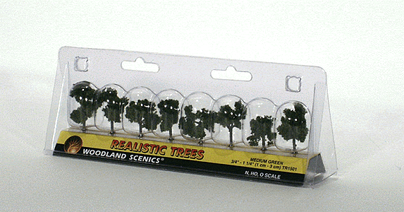 Deciduous Trees - Realistic Trees -- Medium Green 3/4 to 1-1/4"  1.9 to 3.2cm pkg(8)-1