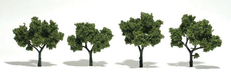 Ready-Made "Realistic Trees" - Deciduous - 2 to 3"  5.1 to 7.6cm pkg(4) -- Light Green