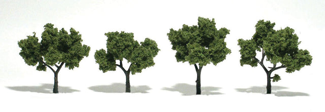 Ready-Made "Realistic Trees" - Deciduous - 2 to 3"  5.1 to 7.6cm pkg(4) -- Light Green