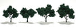 Ready-Made "Realistic Trees" - Deciduous - 2 to 3"  5.1 to 7.6cm pkg(4) -- Dark Green