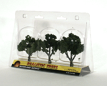 Ready-Made "Realistic Trees" - Deciduous - 3 to 4"  7.6 to 10.2cm pkg(3) -- Medium Green