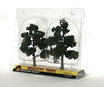 Ready-Made "Realistic Trees" - Deciduous - 5 to 6"  12.7 to 15.2cm pkg(2) -- Medium Green
