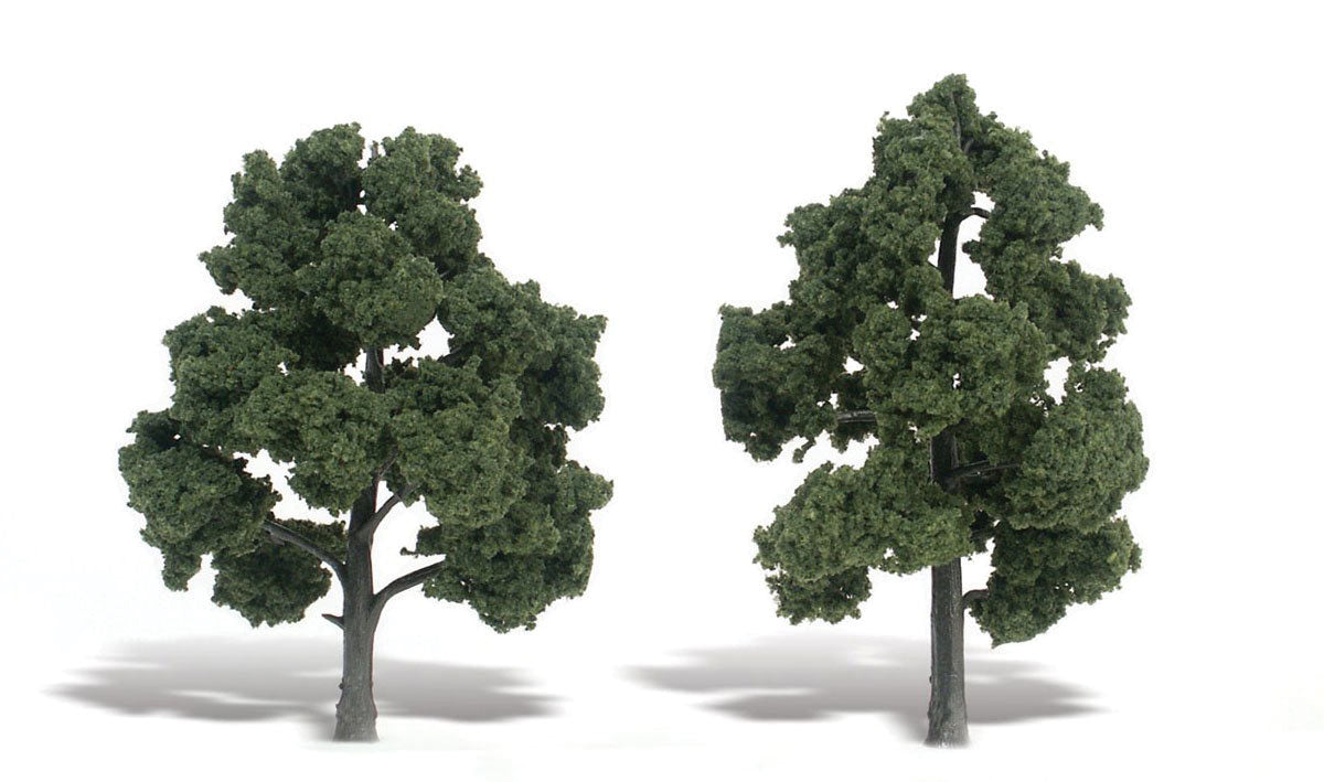 Ready-Made "Realistic Trees" - Deciduous - 6 to 7"  15.2 to 17.8cm pkg(2) -- Medium Green