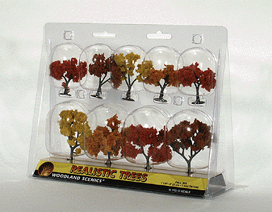 Ready Made Realistic Trees(TM) - Deciduous - Fall Mix -- 1-1/4 to 3"  3.2 to 7.6cm pkg(9)