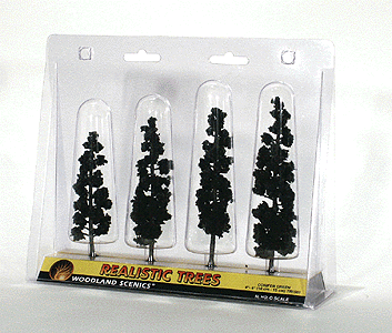 Ready Made Realistic Trees(TM) - Pines -- Conifer Green - 4 to 6"  10.2 to 15.2cm pkg(4)