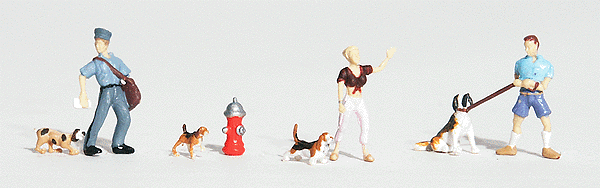 Scenic Accents(R) Figures -- People & Pets (3 People, 3 Dogs)