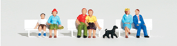People Sitting & Waiting - Scenic Accents(R) -- 6 People, 1 Poodle