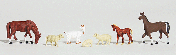 Livestock - Scenic Accents(R) -- 1 Goat, 2 Horses, 1 Colt, 2 Sheep, 1 Lamb