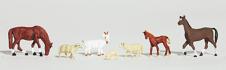 Livestock - Scenic Accents(R) -- 1 Goat, 2 Horses, 1 Colt, 2 Sheep, 1 Lamb