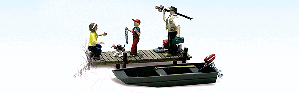 Family Fishing - Scenic Accents(R) -- With Boat & Pier