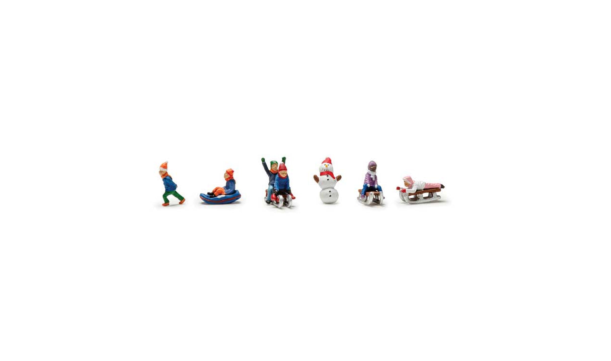 Children Sledding - Scenic Accents(R) -- 5 Children, Snowman-1