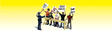 Scenic Accents(R) Figures -- Picket Line - 5 Workers Protesting Behind Barricade with 1 Police Officer