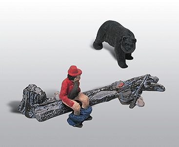Scenic Details(R) (Unpainted Metal Castings) -- The Bare Hunter & Black Bear