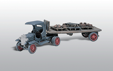 American Trucks - Early Diamond T (Cast Metal Kit) -- Semi Tracor with Flatbed Trailer