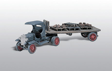 American Trucks - Early Diamond T (Cast Metal Kit) -- Semi Tracor with Flatbed Trailer