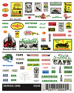 Dry Transfer Signs -- Set #1 - Assorted Advertising & Railroad