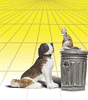 Scenic Accents(R) Figures -- Dog w/Cat On Trashcan
