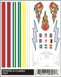 PineCar(R) Dry Transfers -- Stripes & Flames