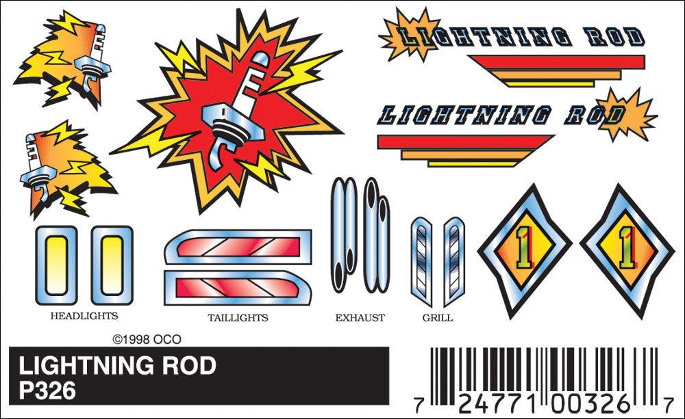 PineCar(R) Stick-On Decals -- Lightning Rod