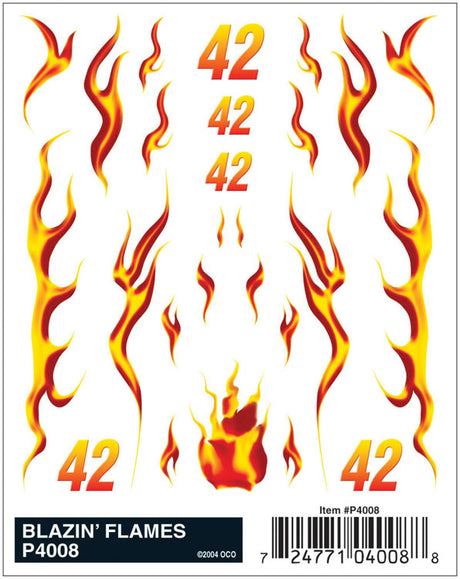 PineCar(R) Dry Transfer Decals -- Blazin' Flames