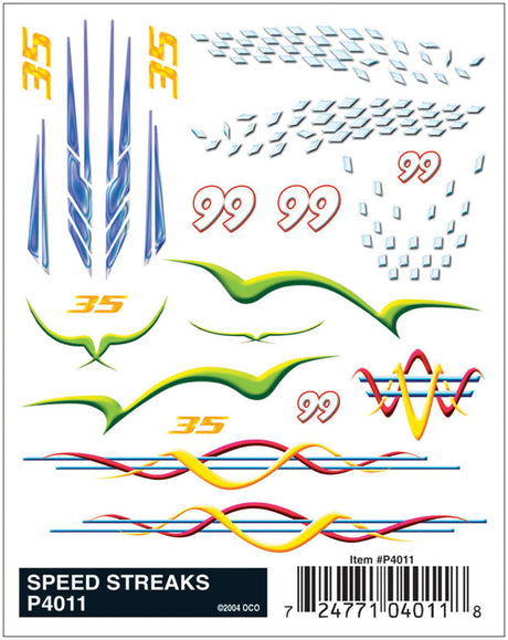 PineCar(R) Dry Transfer Decals -- Speed Streaks