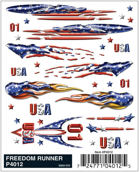 PineCar(R) Dry Transfer Decals -- Freedom Runner