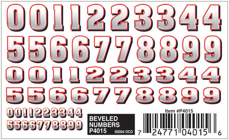 PineCar(R) Dry Transfer Decals -- Beveled Numbers