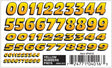 PineCar(R) Dry Transfer Decals -- Yellow Numbers