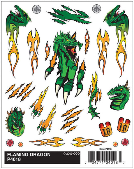 PineCar(R) Dry Transfer Decals -- Flaming Dragon