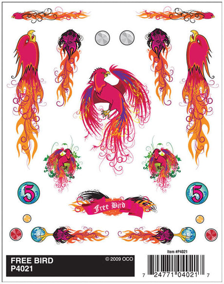 PineCar(R) Dry Transfer Decals -- Free Bird