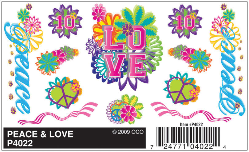 PineCar(R) Dry Transfer Decals -- Peace & Love