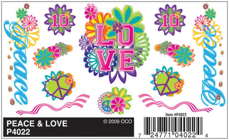 PineCar(R) Dry Transfer Decals -- Peace & Love