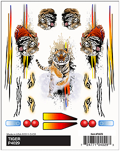 PineCar(R) Dry Transfer Decals -- Tiger