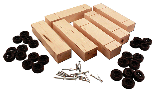 PineCar(R) -- 6-Pack Basic Block with Wheels and Axles
