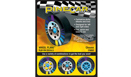 PineCar(R) Dry Transfer Decals -- Chrome Wheels