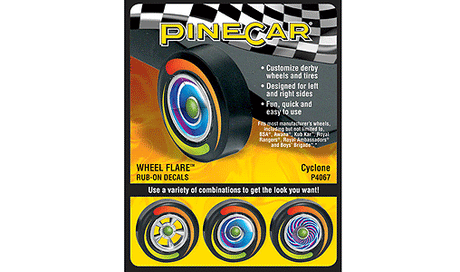 PineCar(R) Dry Transfer Decals -- Cyclone Wheels-1