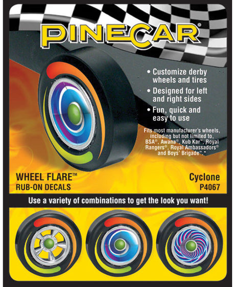 PineCar(R) Dry Transfer Decals -- Cyclone Wheels-2