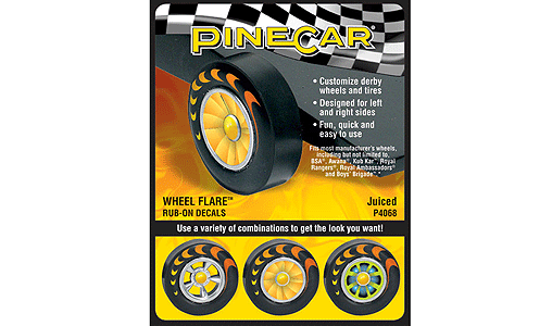 PineCar(R) Dry Transfer Decals -- Juiced Wheels