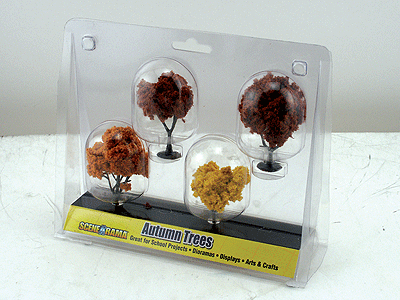 Scene-A-Rama(TM) Diorama Trees -- Autumn Trees pkg(4) - 2 to 3"  5.1 to 7.6cm-1