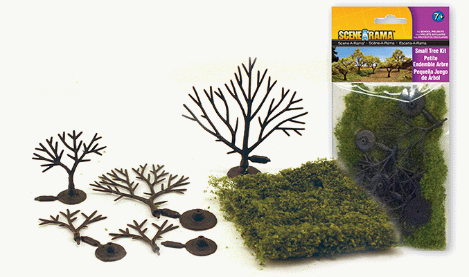 Small Trees - Scene-A-Rama(TM) -- Kit - 1-1/4 - 3"   3.2 - 7.6cm pkg(5)